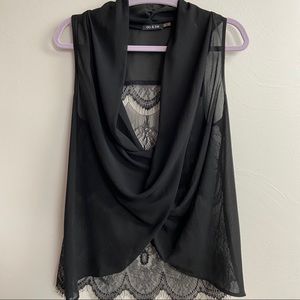 Black drapey lace tank